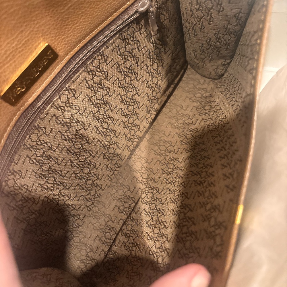 Yves Saint Laurent Vintage Brown Large Leather Envelope Clutch FULL INCLUSION - Picture 14 of 16
